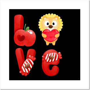 Love Heart Lion Valentine Day Lion lover gift Posters and Art